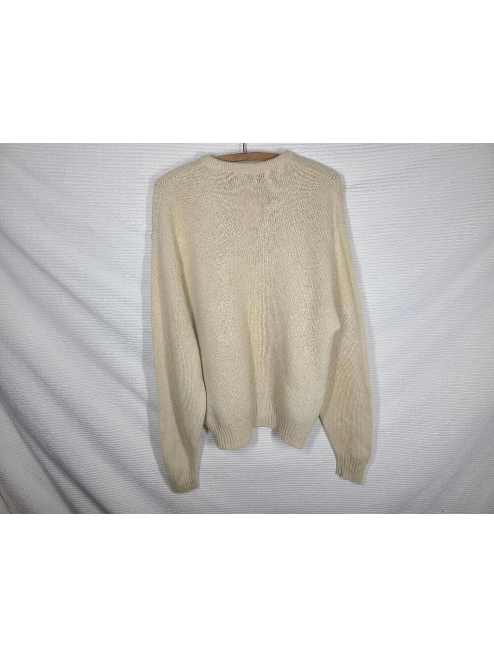 Vtg Mens Sweater Knit V Neck Jantzen 70% Wool Blend Large Beige Retro Neutral - Picture 6 of 9